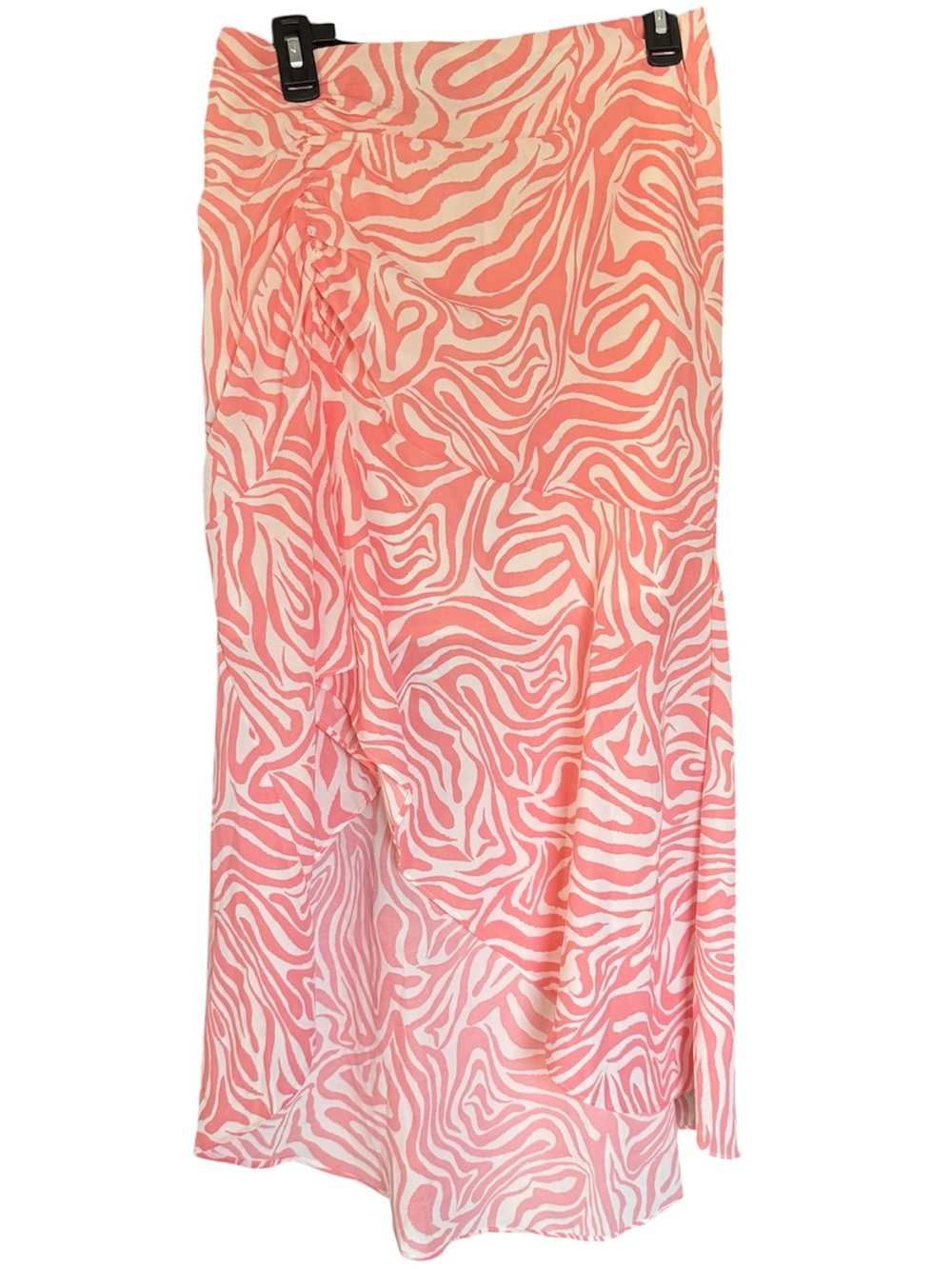 Coral Zebra Print Ruched Side Skirt